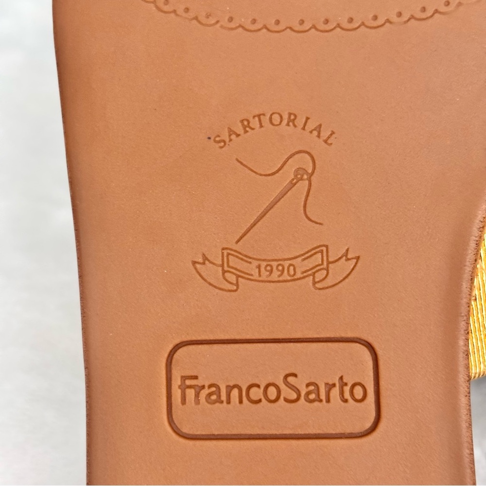 FRANCO SARTO Bartis Square Toe Gold Vegan Leather Fisherman Mule--NEW--8 - Picture 13 of 15